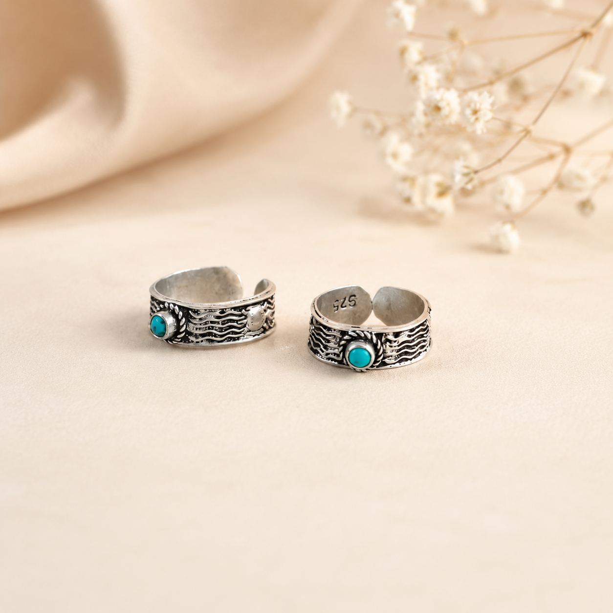 Azure Tide Silver Toe Rings