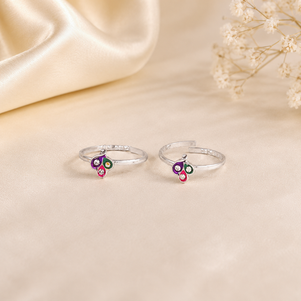 Triveni Bloom Silver Toe Rings