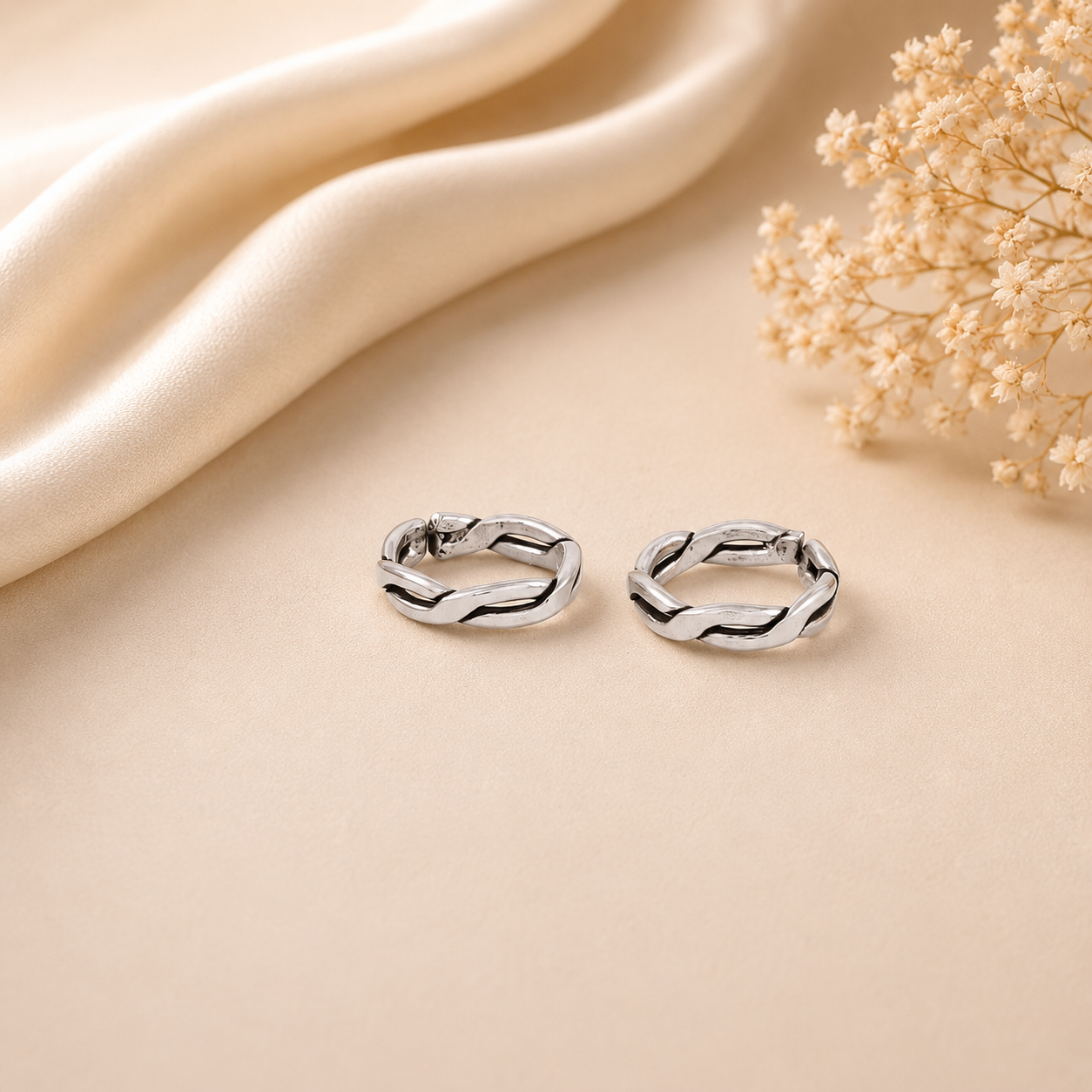 Twisted Rope Silver Toe Rings