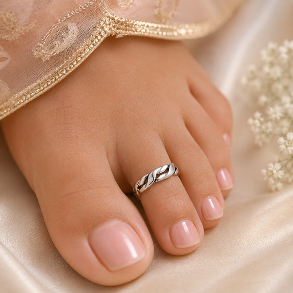 Twisted Rope Silver Toe Rings