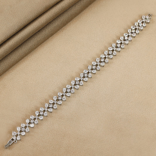 Divya Queenly Swarovski Zirconia Silver Bracelet