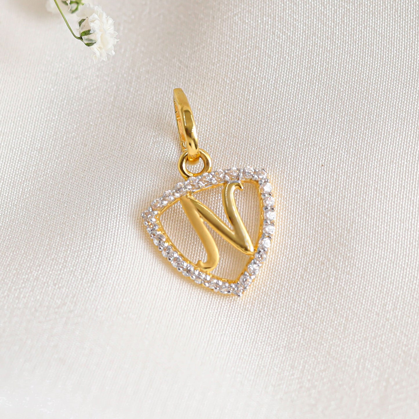 N Alphabet Gold Pendant