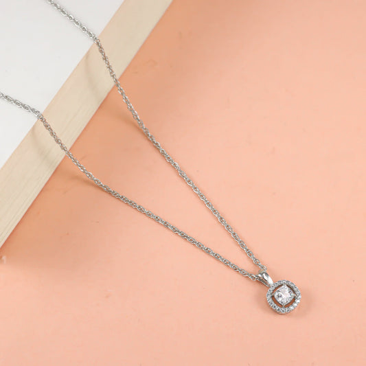 Precious Silver Chain With CZ Pendant