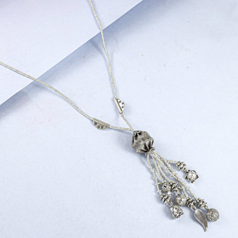Shivani Silver Necklace With Leaf Motifs
