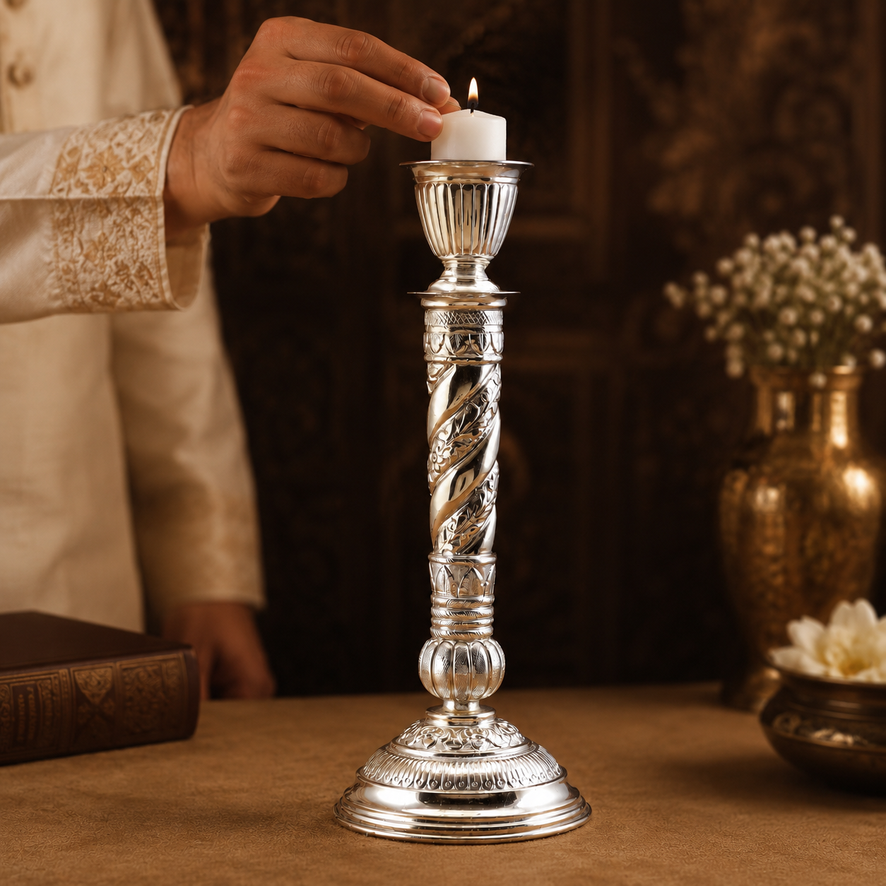 Pleasing Silver Candle Stand