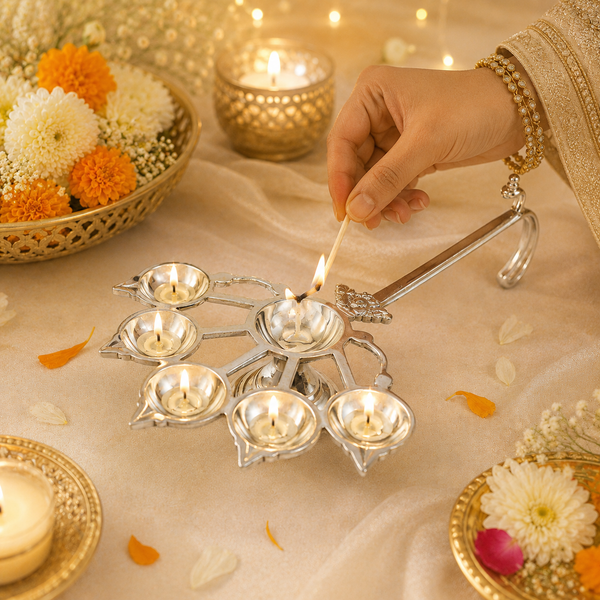 Classy Pancharati Silver Jyot