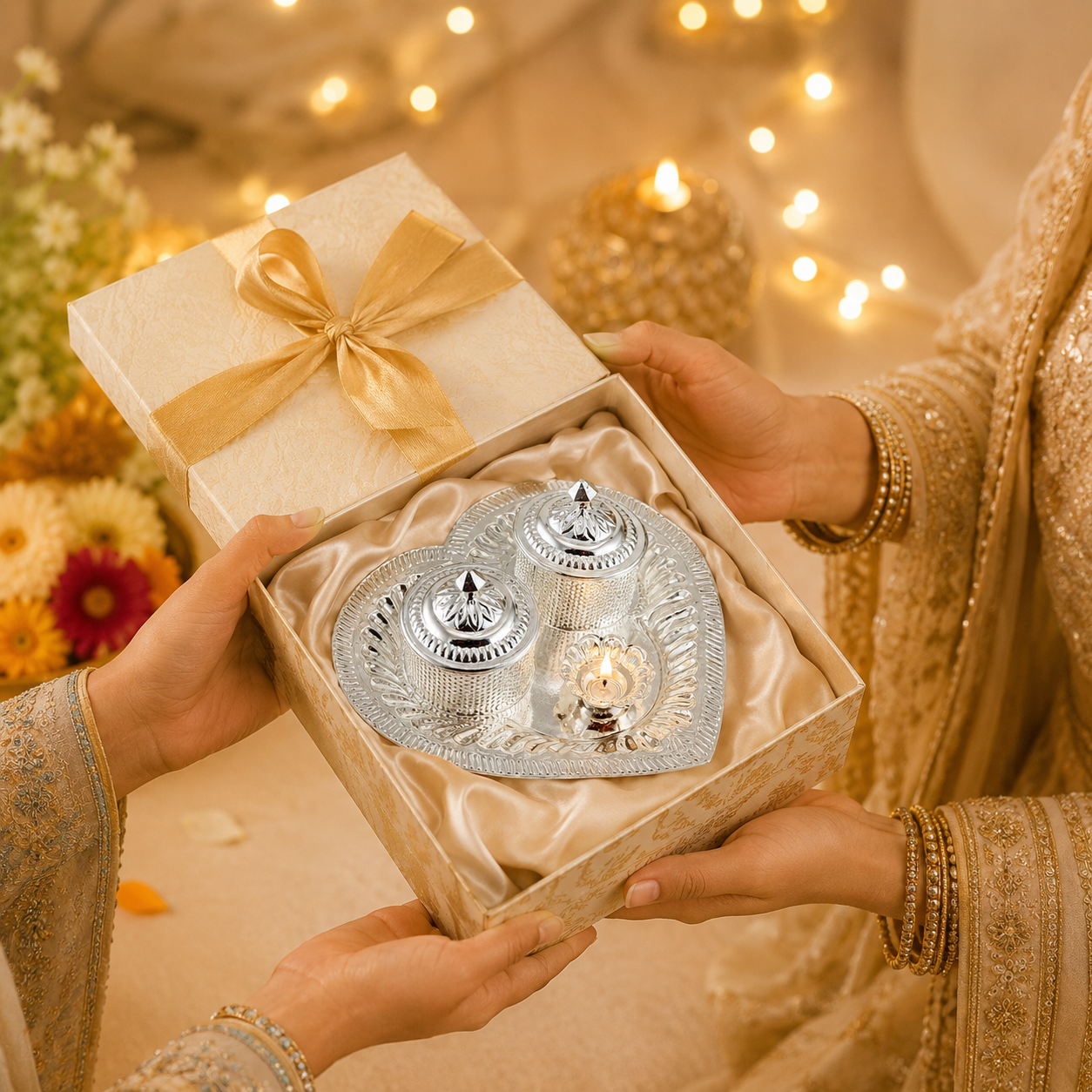 Rivanya Silver Multipurpose Diya Plate