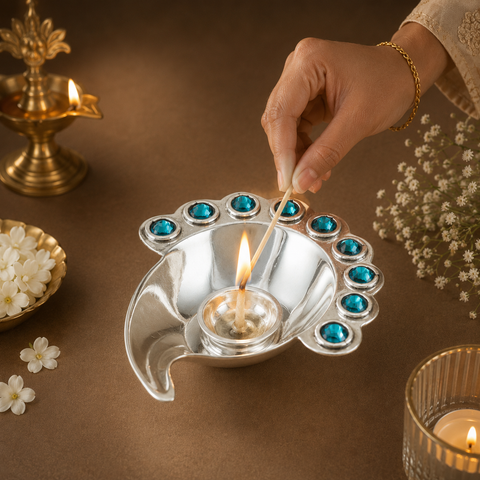 Trendy Sterling Silver Diya