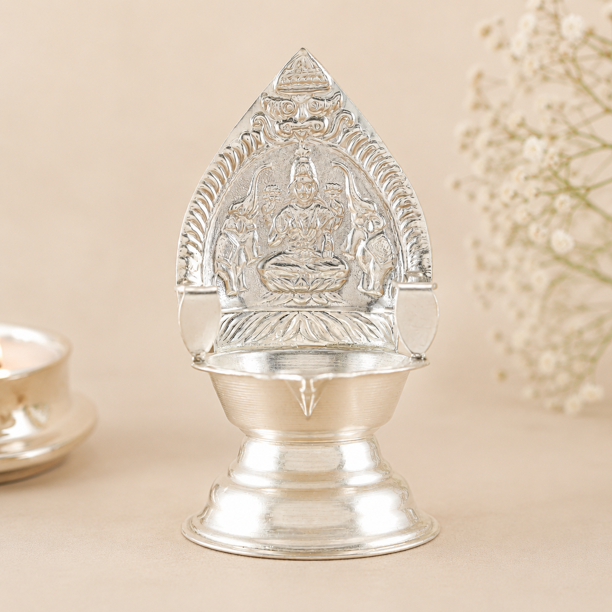 Shivanya Silver Deity Motif Designer Diya