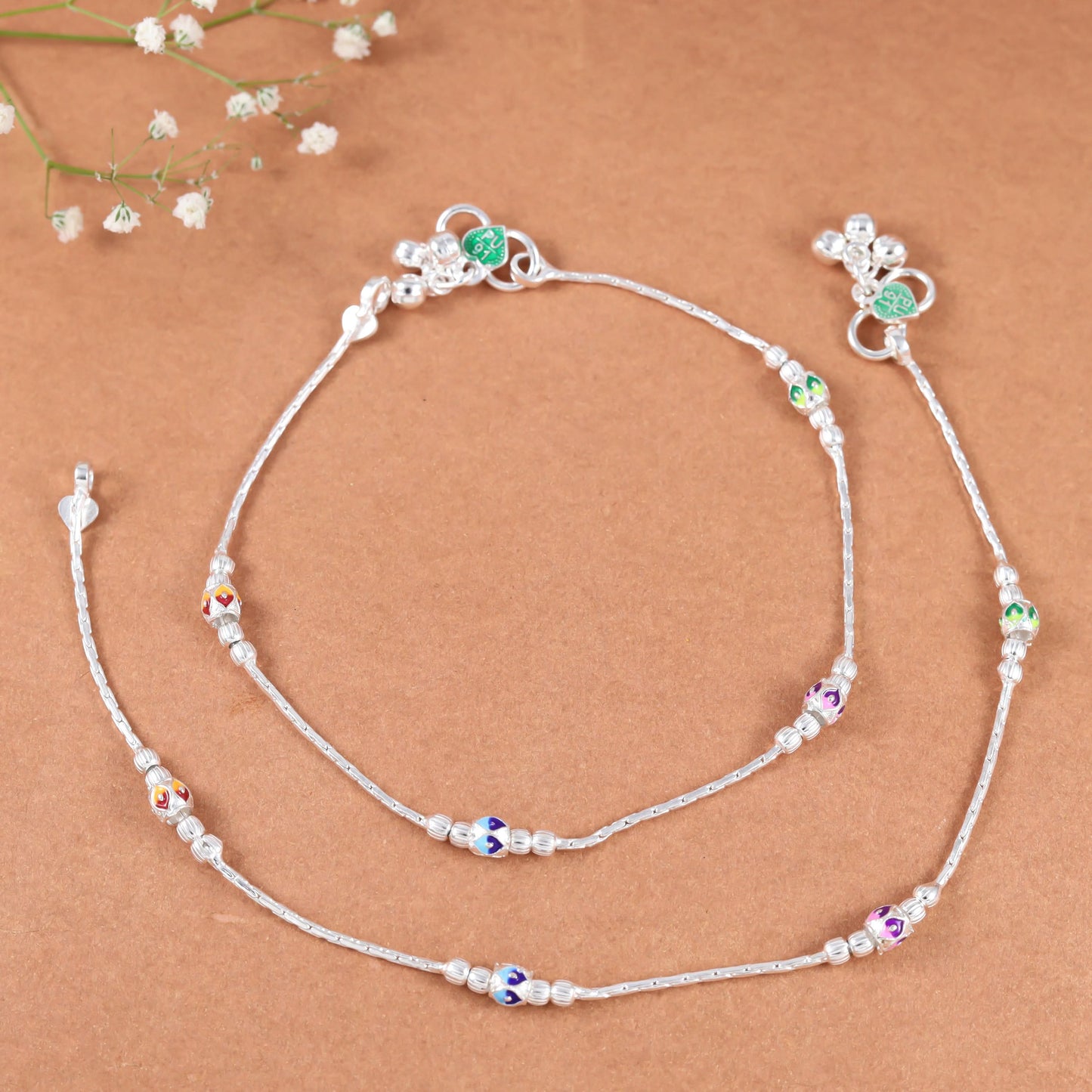 Vedika Silver Anklets