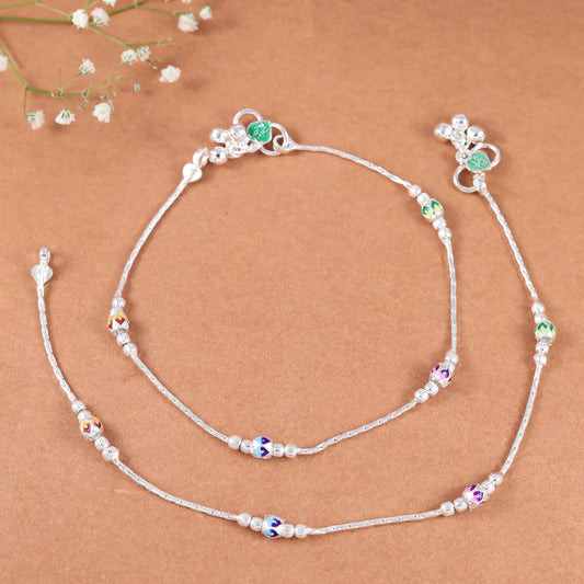 Vedika Silver Anklets