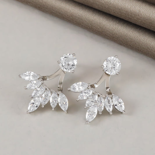 Parika Modern CZ Silver Earrings