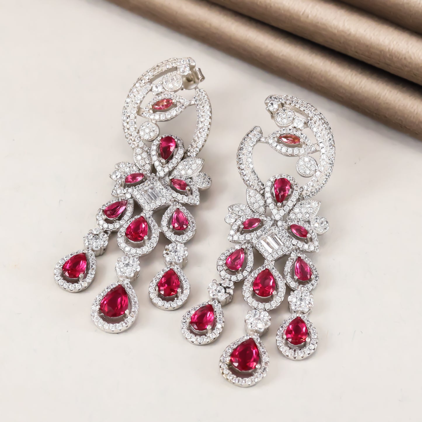 Divya Fancy CZ Silver Earrings