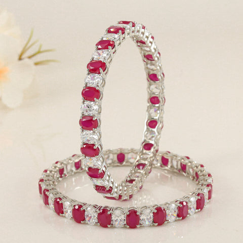 Kiana Ravishing Swarovski Zirconia Silver Bangles