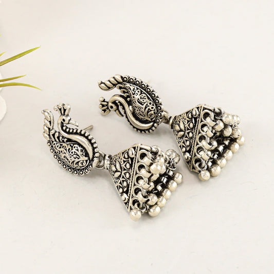 Fancy Peacock Silver Earrings