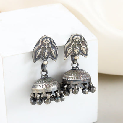 Classic Peacock Silver Earrings