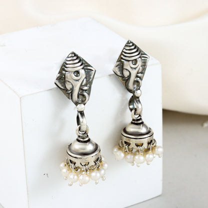 Elegant Ganesha Silver Earrings