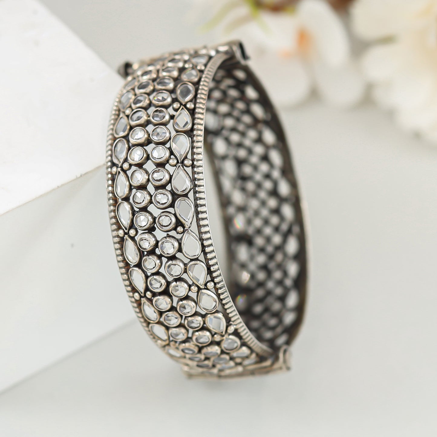 Riya Silver Crystal Bangle