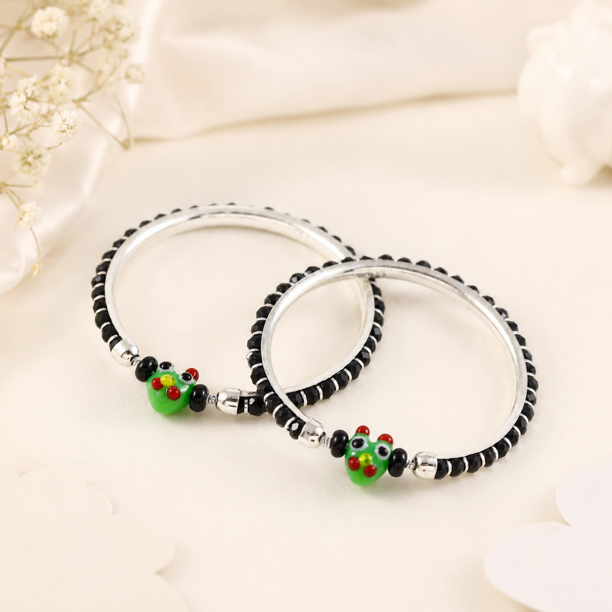 Urvi Silver Nazariya Bangles  For Kids