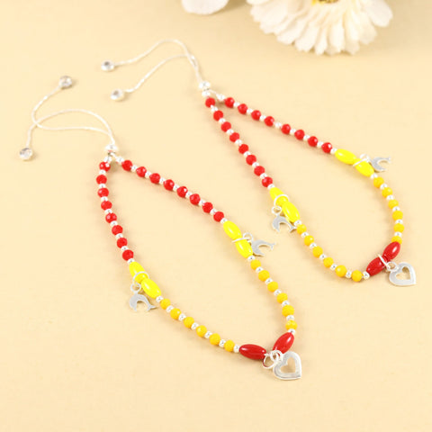 Rangriti Heart Silver Anklets