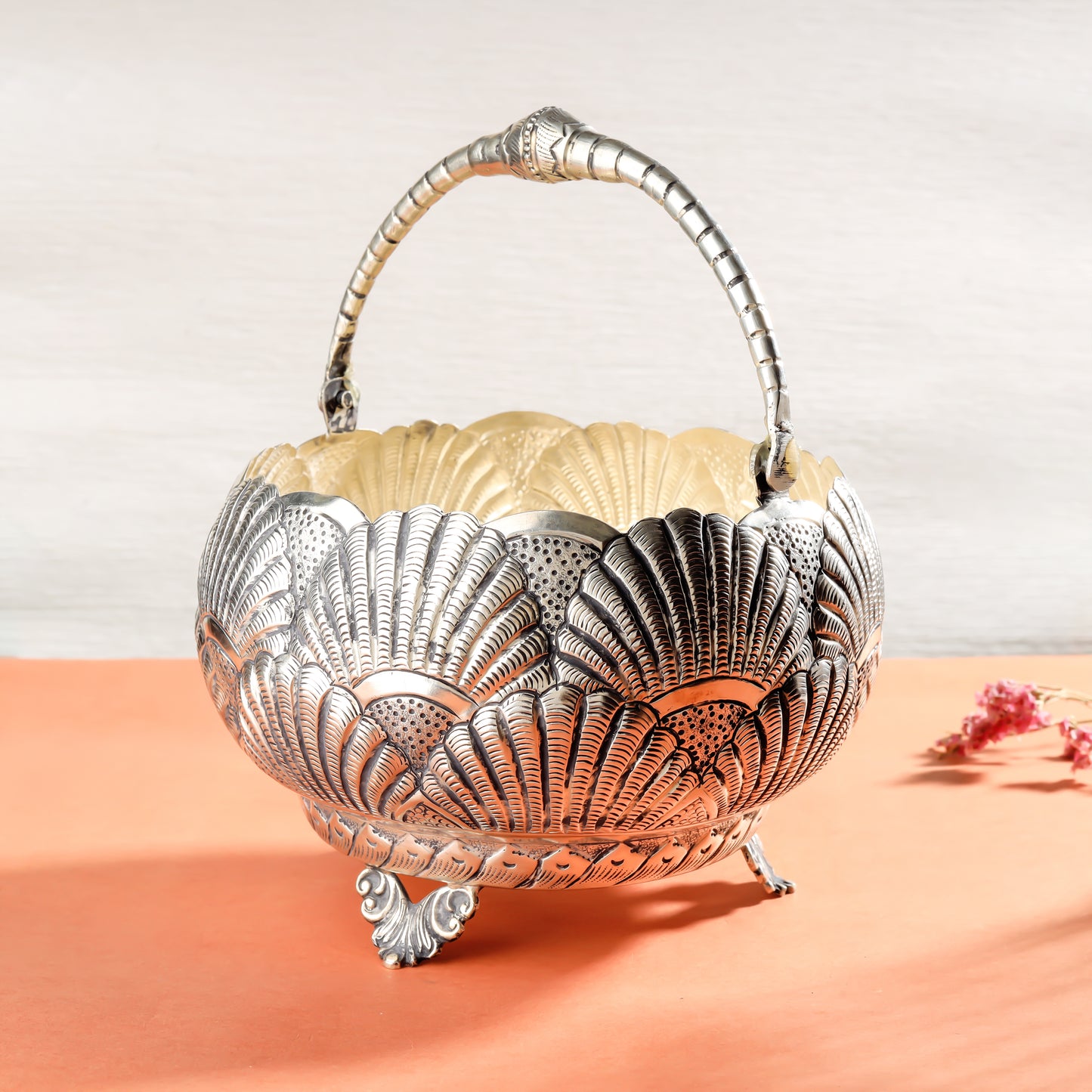 Pleasing Silver Bowl With Handle