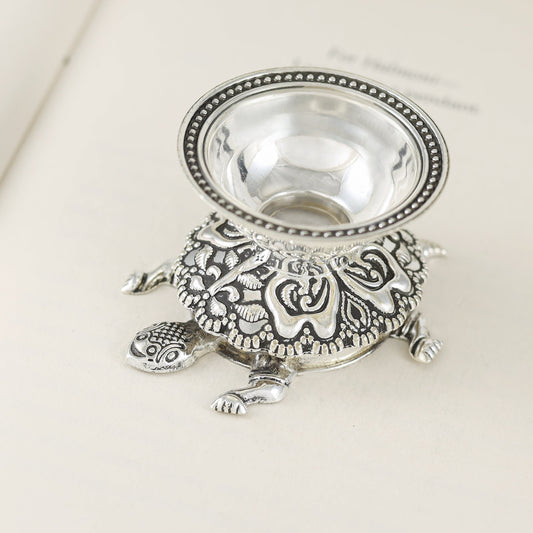 Antique Tortoise Silver Diya