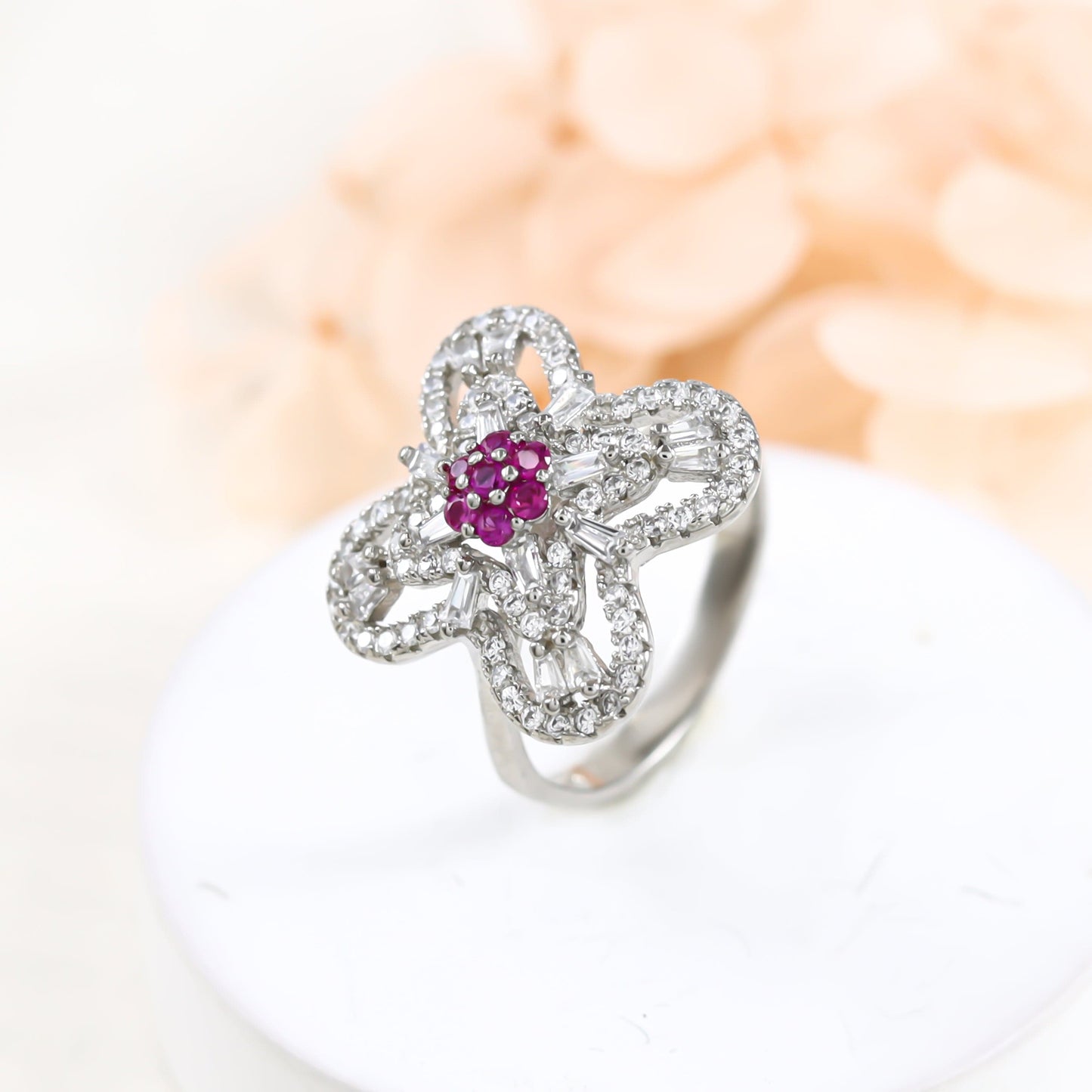 Brinda Fancy CZ Silver Ring