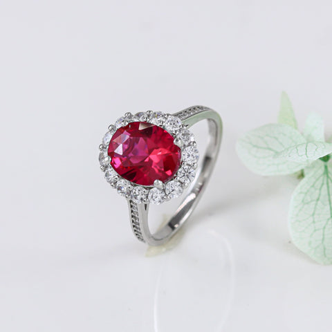 Dhriti Ruby Centerpiece White Stones Silver Cz Ring