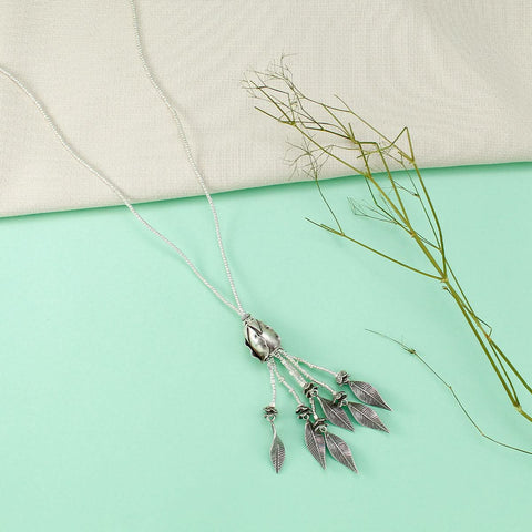 Anaya Chandrika Leaf Silver Necklace