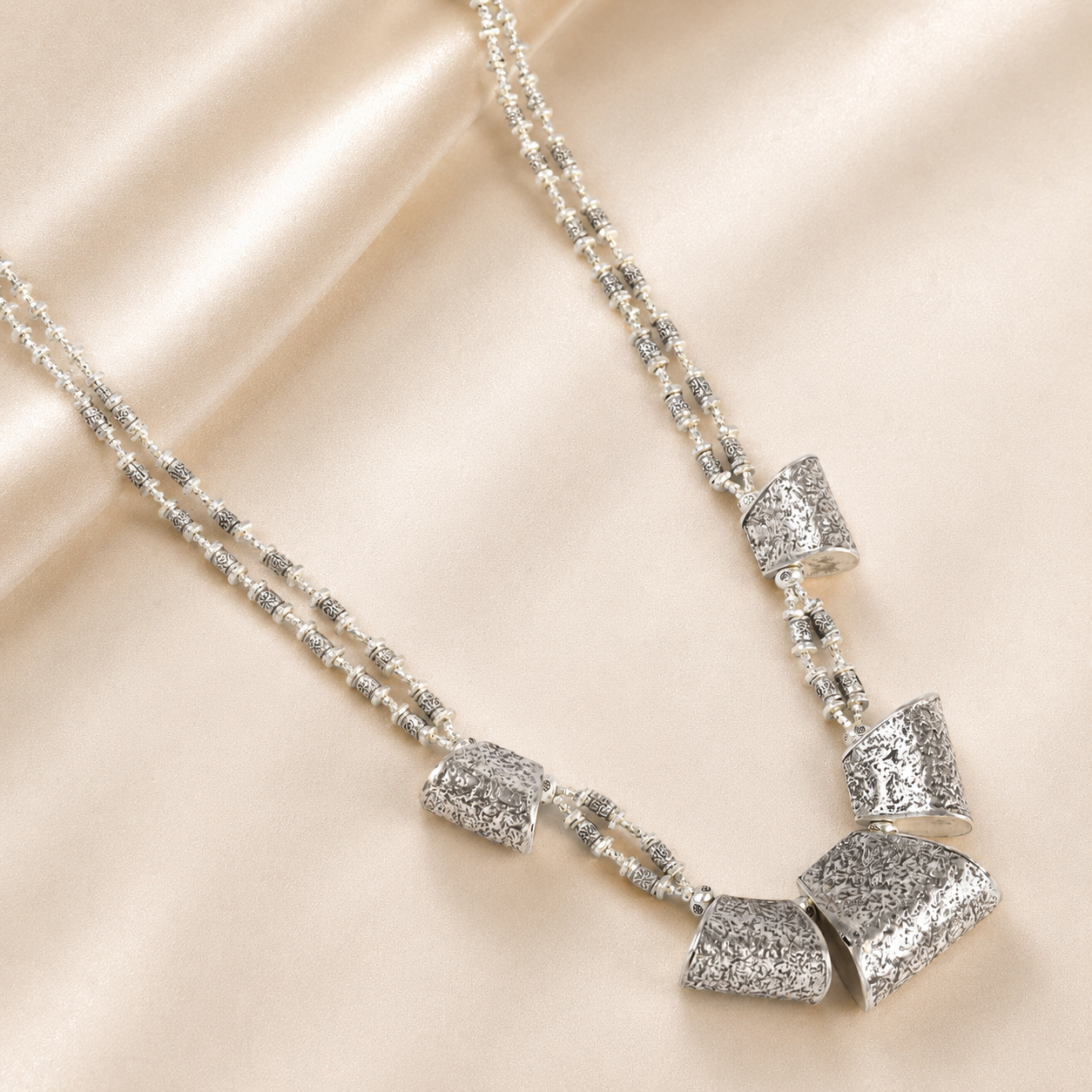 Saanvi Elegance Dual layered Silver Necklace