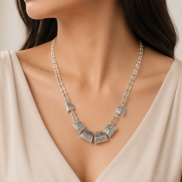 Saanvi Elegance Dual layered Silver Necklace