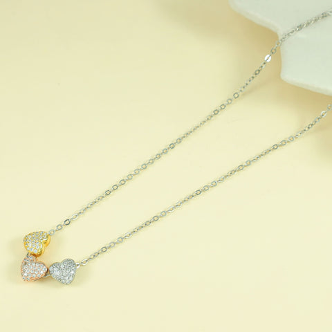 Amrita Triple Heart Charm Silver Cz Pendant