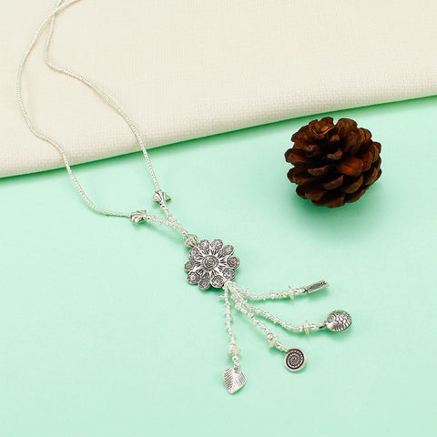Aarohi Floral Silver Necklace Charms