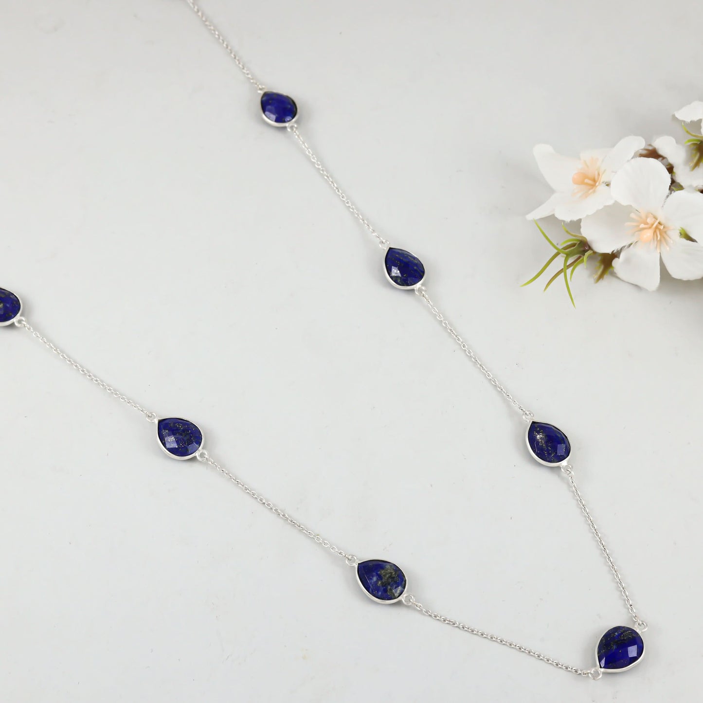 Blue Gemstone Elegance Silver Necklace