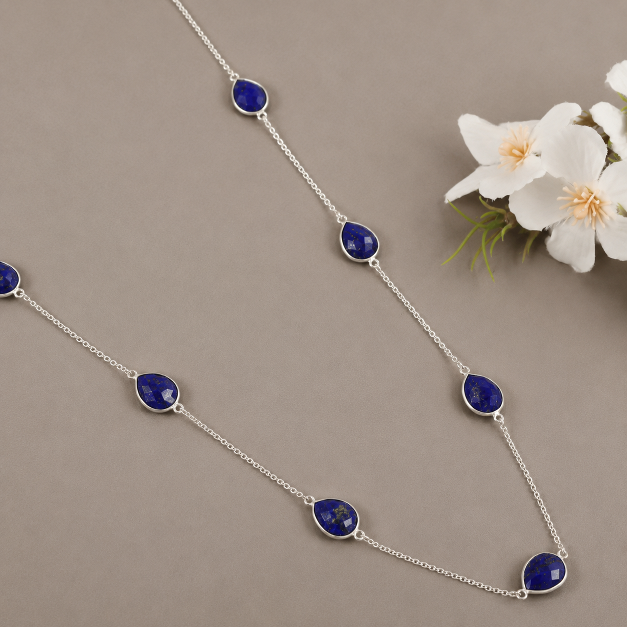 Blue Gemstone Elegance Silver Necklace