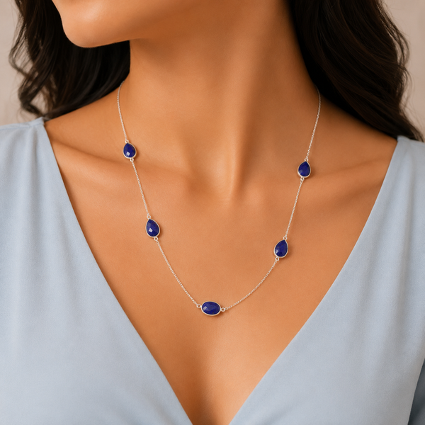 Blue Gemstone Elegance Silver Necklace