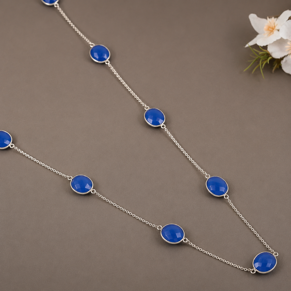 Riya Elegant Blue Stone Silver Necklace