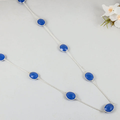 Riya Elegant Blue Stone Silver Necklace