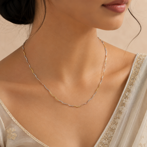 Triveni  Elegant silver chain With wavy Design