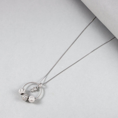 Nitya Silver Cz Pendant With Intricate Design And Sparkling Stones