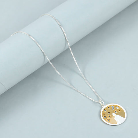 Kiara Moonlit Praye Silver Pendant With Celestial