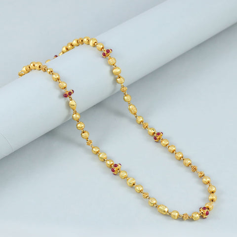 Rajsi Gold-Plated Chain Adorned With Red Beads