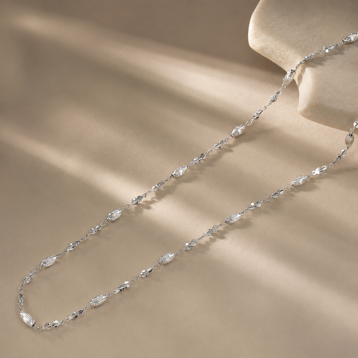 Intricate Design Timeless Shimmer Silver Chain