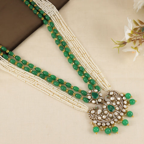 Ananya Royal Green Silver Necklace