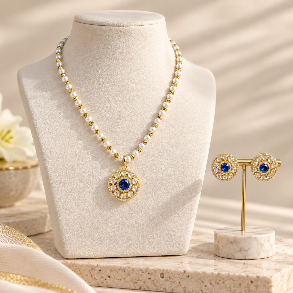 Aarohi Regal Pearl Shine Necklace Set