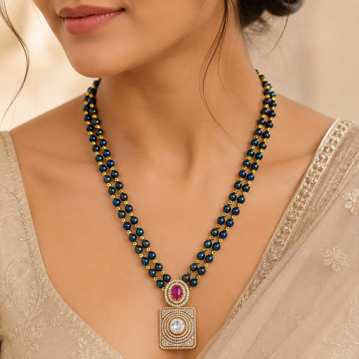 Bhavika Imperial Glow Silver Necklace