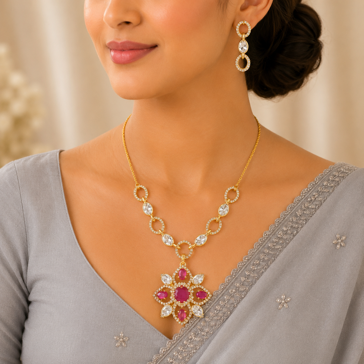 Ravishing Shine Silver Necklace Set