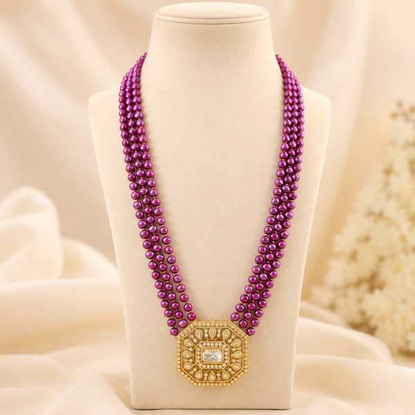 Kaveri Stunning Geometric Beads Silver Necklace