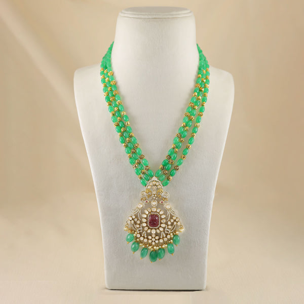 Bhavika Stunning Design Green Silver Necklace
