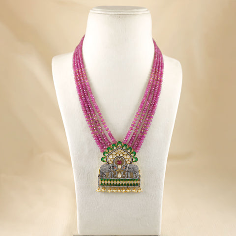 Riya Featuring Multiple Strands Of Pink Necklace